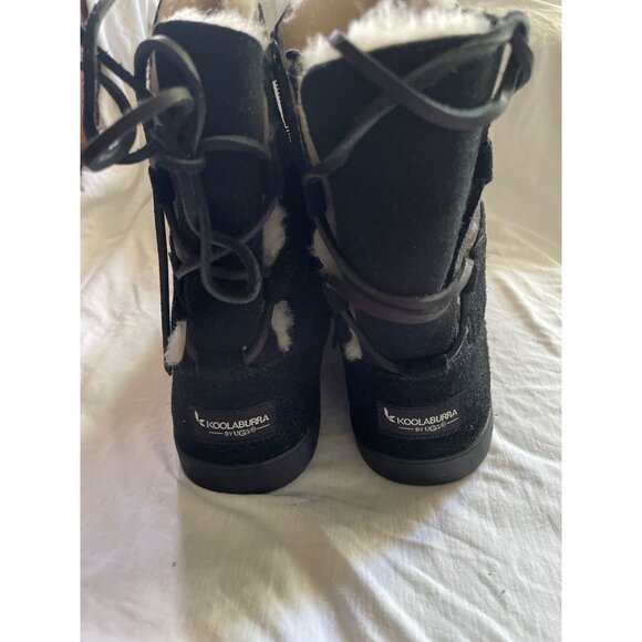 Koolaburra By Ugg Womens Shazi Short Black Boots US 8 Water-Resistant Suede Lace - Picture 10 of 12